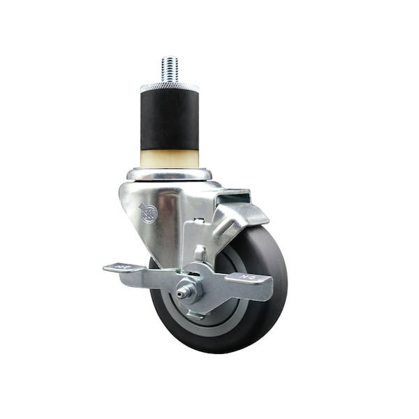 3.5'' SS Thermoplastic Rubber Swivel 1-7/8'' Expanding Stem Caster with Brake